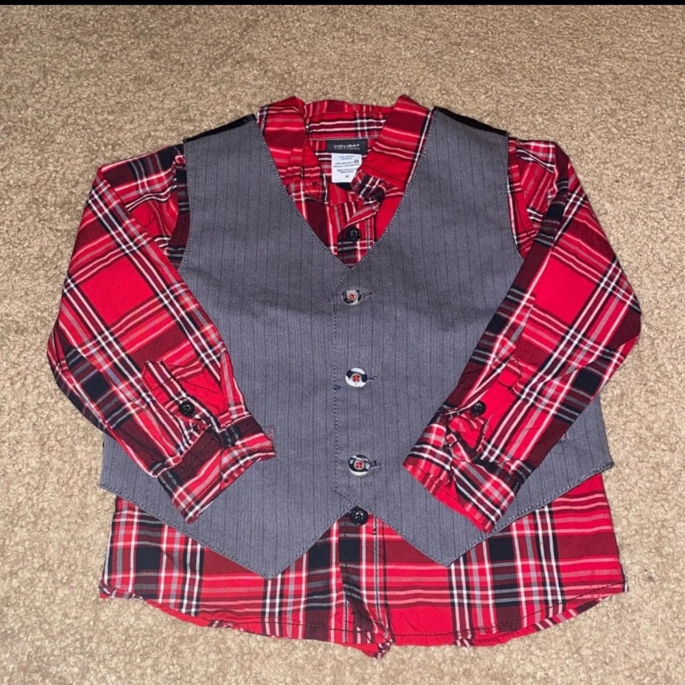 Plaid Tee w/Vest